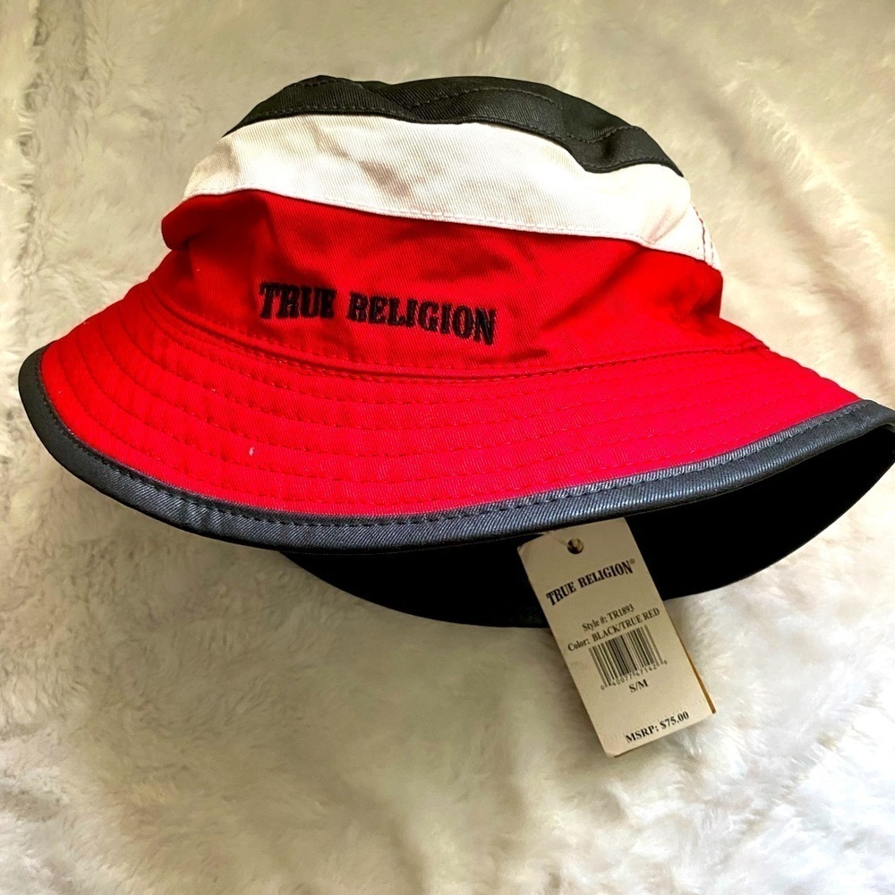 NWT True Religion Black Red White Bucket Hat - Picture 3 of 4